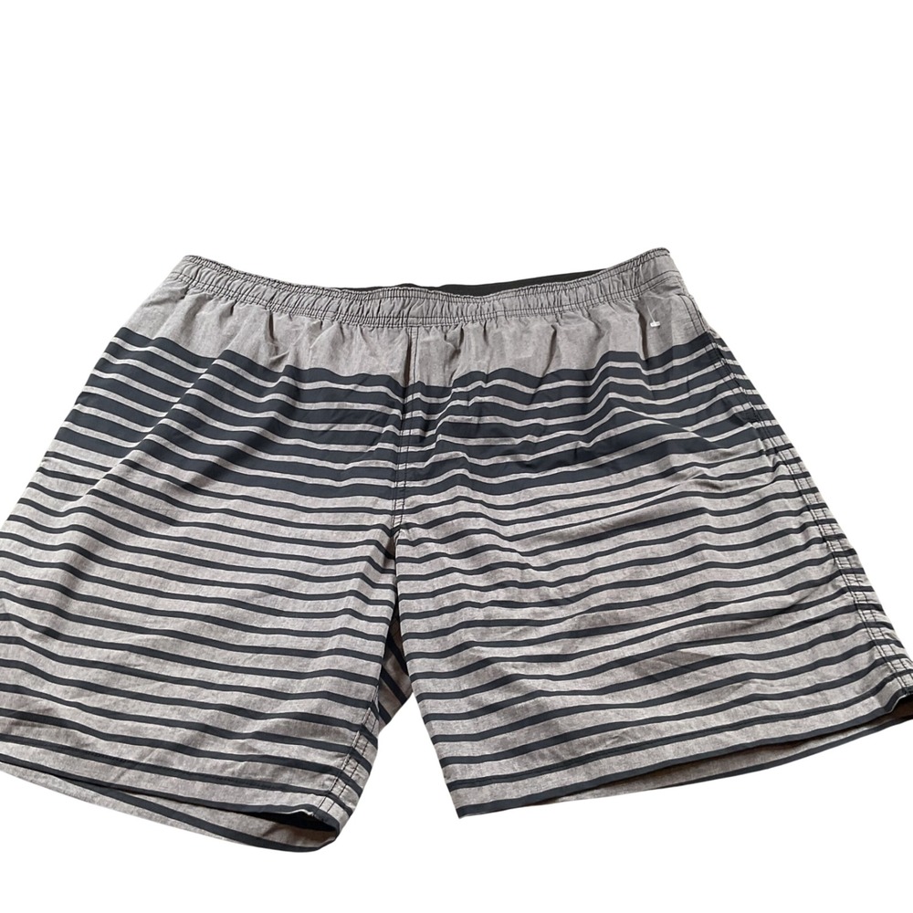Men's Striped Swim Trunks Kirkland Signature‎ XXL Gray Black Shorts